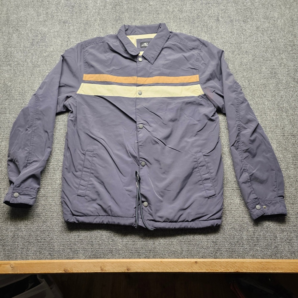 ONeill Mens Dark Indigo Stripe Fleece Lined Coaches Jacket Large FA9102101